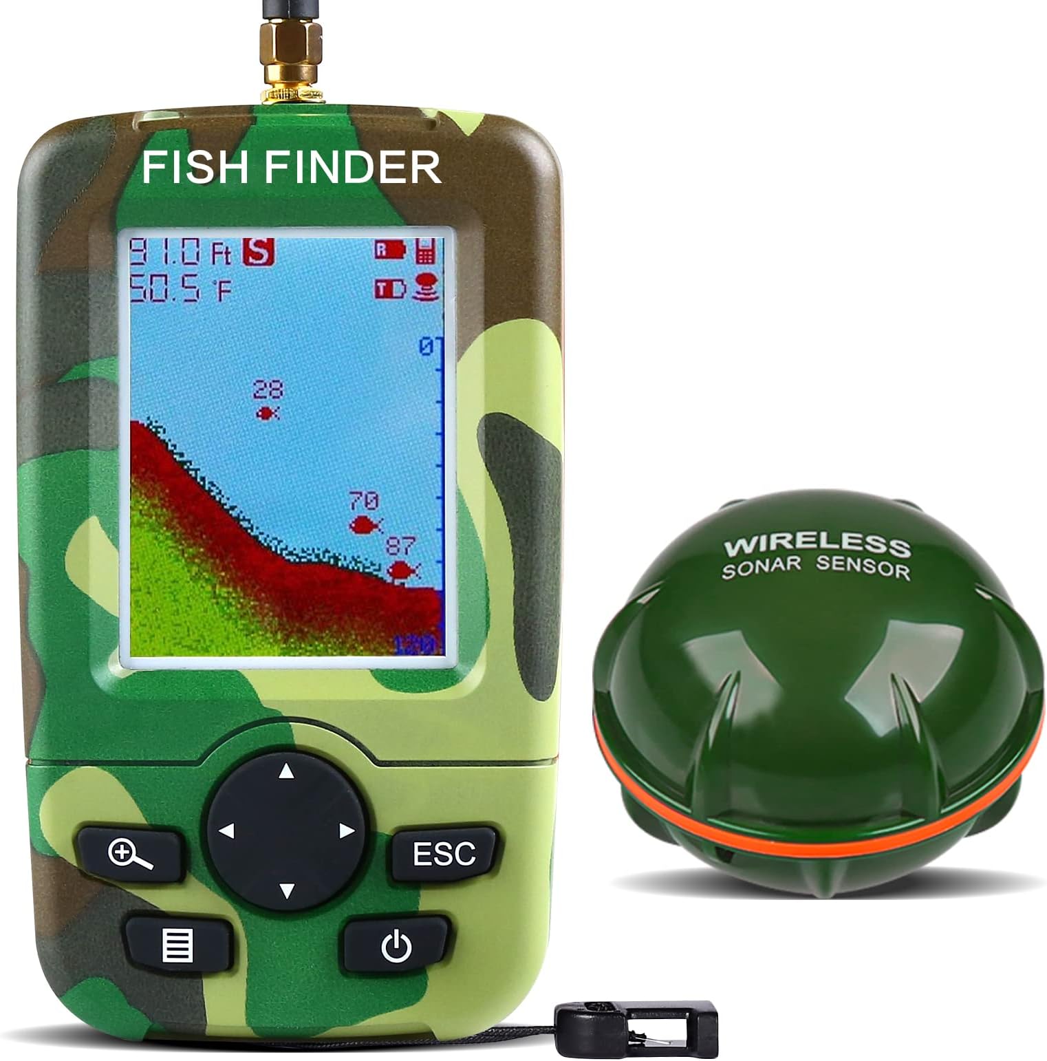 Carp Fishing Fish Finders Alarm Portable Echo Sounder Wireless Fish Finder LCD Sonar Sensor FishFinder Depth Locator Alarm Fish Finder with Sonar Sensor for Lake Sea Angling