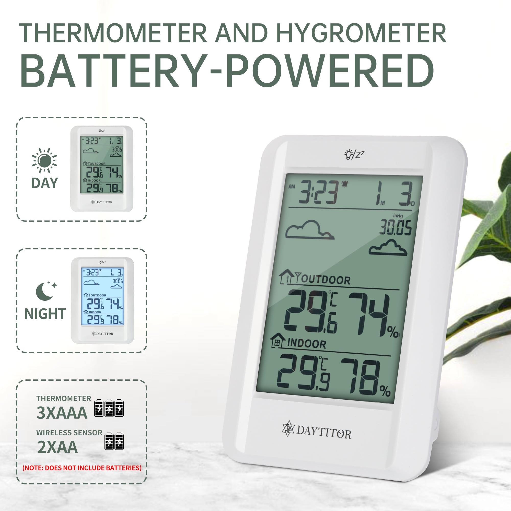 Thermometer für Innen- und Außenbereich, kabellos, digitales Hygrometer, hochpräziser Temperatur- und Feuchtigkeitsmesser, Monitor mit 100 m Reichweite, Fernbedienungssensor, Hygrometer