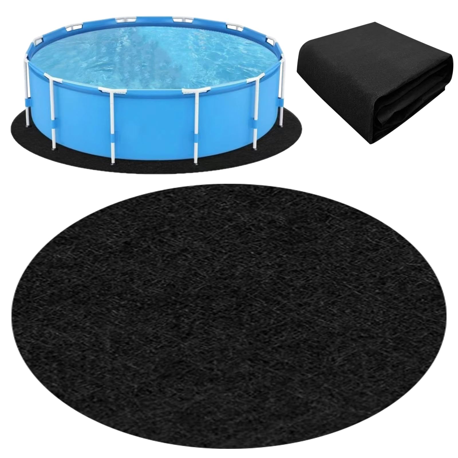 FARYODI Tapis de piscine rond 370 cm, toile de fond pour piscine, tapis de piscine robuste et sans couture, toile de fond prédécoupée pour piscines hors sol et spas (370CM)