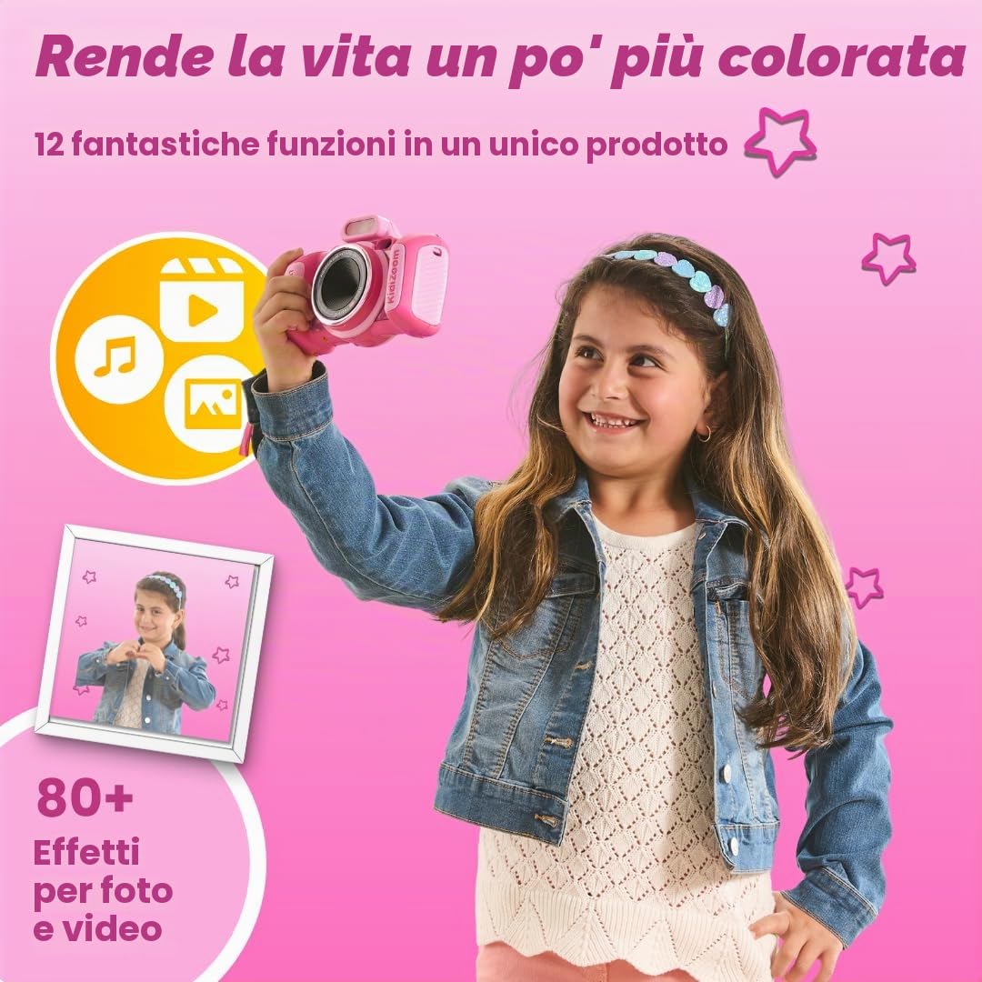 VTech KidiZoom Duo FX in rosa - Robusta fotocamera digitale con app creative e funzioni di gioco - per bambini dai 4 ai 10 anni