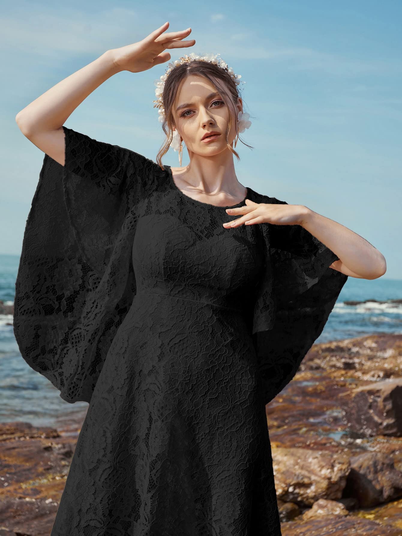 blue dress for baby girl Butterfly Sleeves A-Line Wedding Dress – HAREM's Brides main image 0
