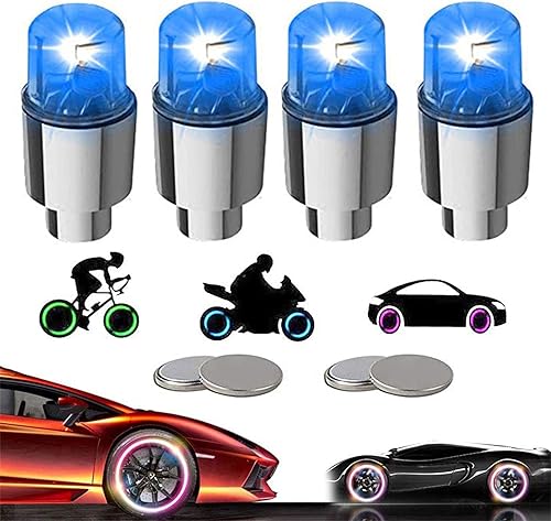 YUERWOVER Paquete de 4 tapas LED de válvula para neumáticos de automóvil, bicicleta, camión, carrito de golf, ensamblajes de ruedas, luces de neón