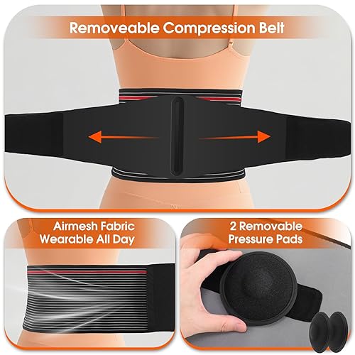 Miniatura 5 de Cinturón de hernia umbilical para hombres y mujeres, artículos elegibles para la FSA, soporte de hernia con 2 almohadillas de compresión extraíbles