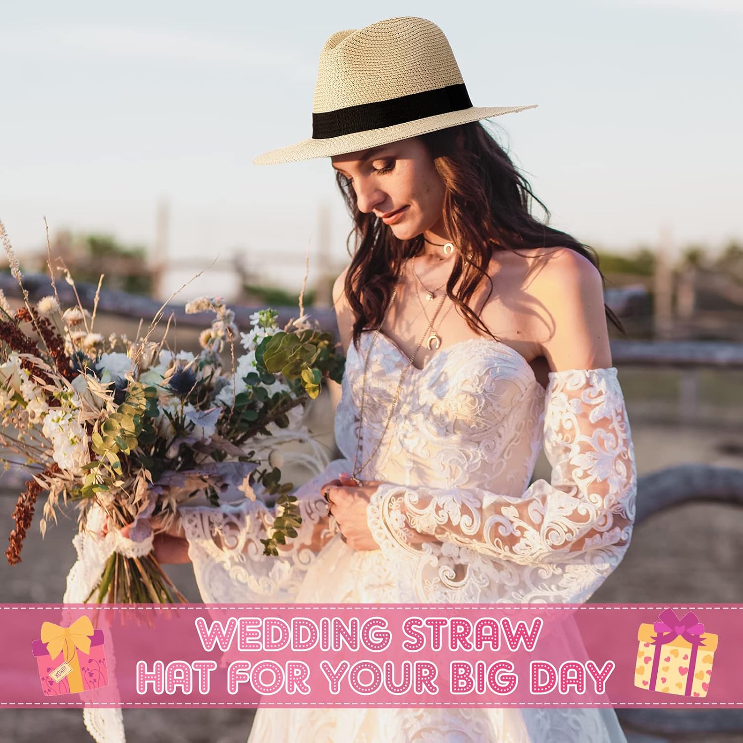 Silkfly 12 Pcs Women Straw Panama Roll up Hat Wide Brim Beach Sun Hats for Women Summer Beach Travel Party Costume(Beige) - Image 5