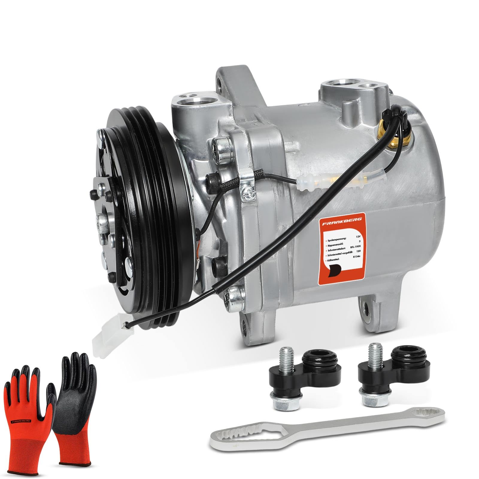 Frankberg Klimaanlagen Kompressor mit Kupplung Kompatibel mit Fortwo Cabrio 450 Fortwo Coupe 450 Cabrio 450 R.o.a.d.s.t.e.r 452 City 450 Replace# 1602300011, inkl. Öl vorbereift