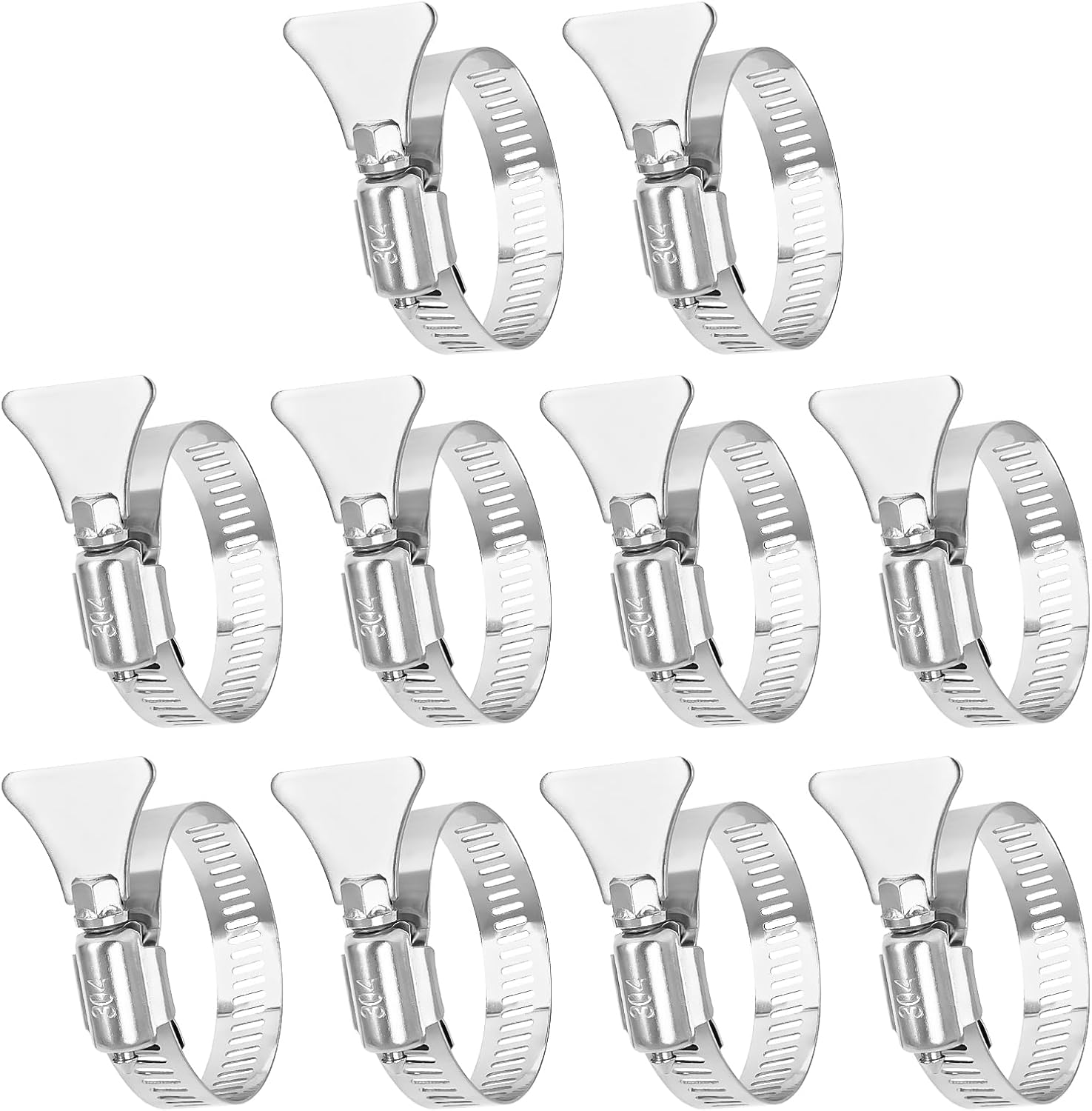 Pool Hose Clamps for 1 1/4" Above Ground Pool Hose, Adjustable Thumb Screw Key Hose Clamps for Swimming Pool, 13/16"-1 3/4" (21-44mm) Pool Filter Hose Clamps Replacement, 10 Pcs