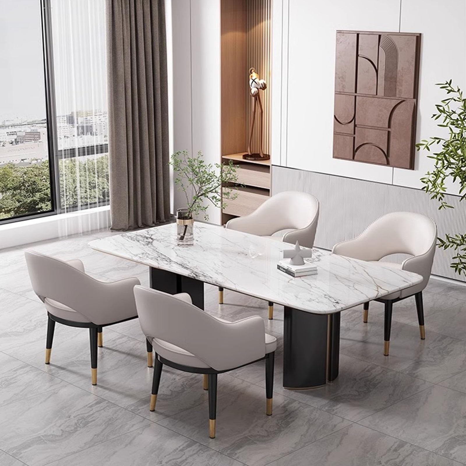 Chaise de Cuisine Chaises de Salle à Manger Modernes en Simili Cuir du Milieu siècle avec accoudoirs, siège rembourré, Pieds métal for Cuisine et(Dark Grey)
