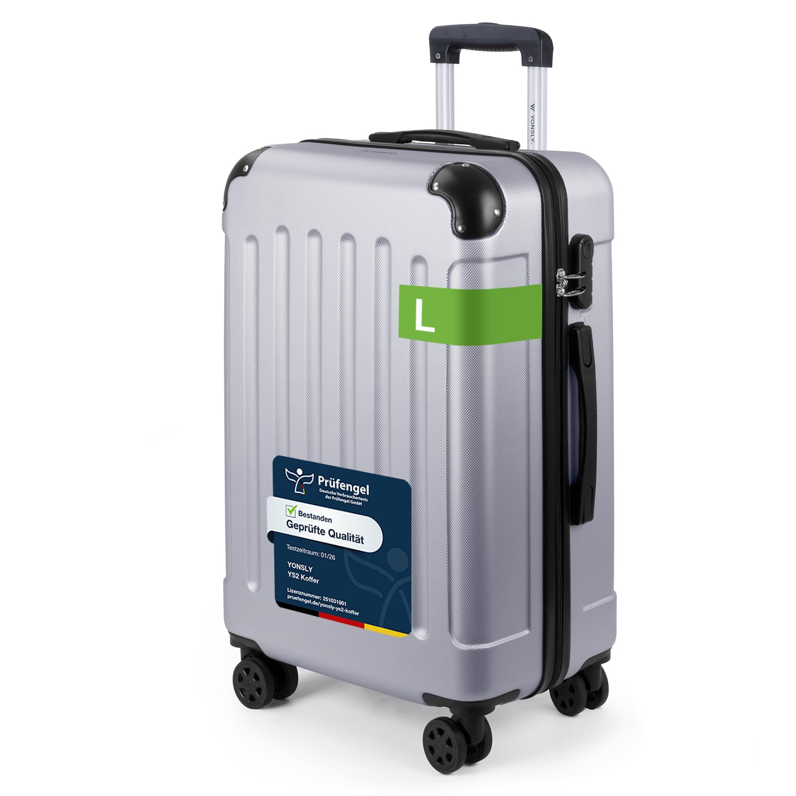 YONSLY Trolley Koffer Set, Reisekoffer, Rollkoffer Handgepäck, Kabinkoffer Suitcase, Gepäckset mit 360° Rollen, Hartschalenreisekoffer, Zahlenschloss, Gummigriff