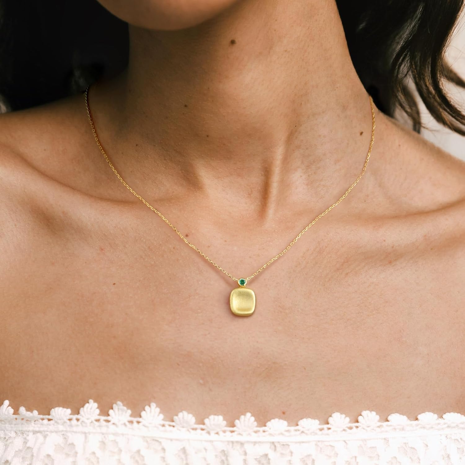 LEONIDS 14K Gold Pendant Necklaces for Women | Moissanite or Lab-Grown Emerald Necklace Non Tarnish | Birthday Jewelry Gifts for Mom Wife (925 Sterling Silver Base) - Image 3