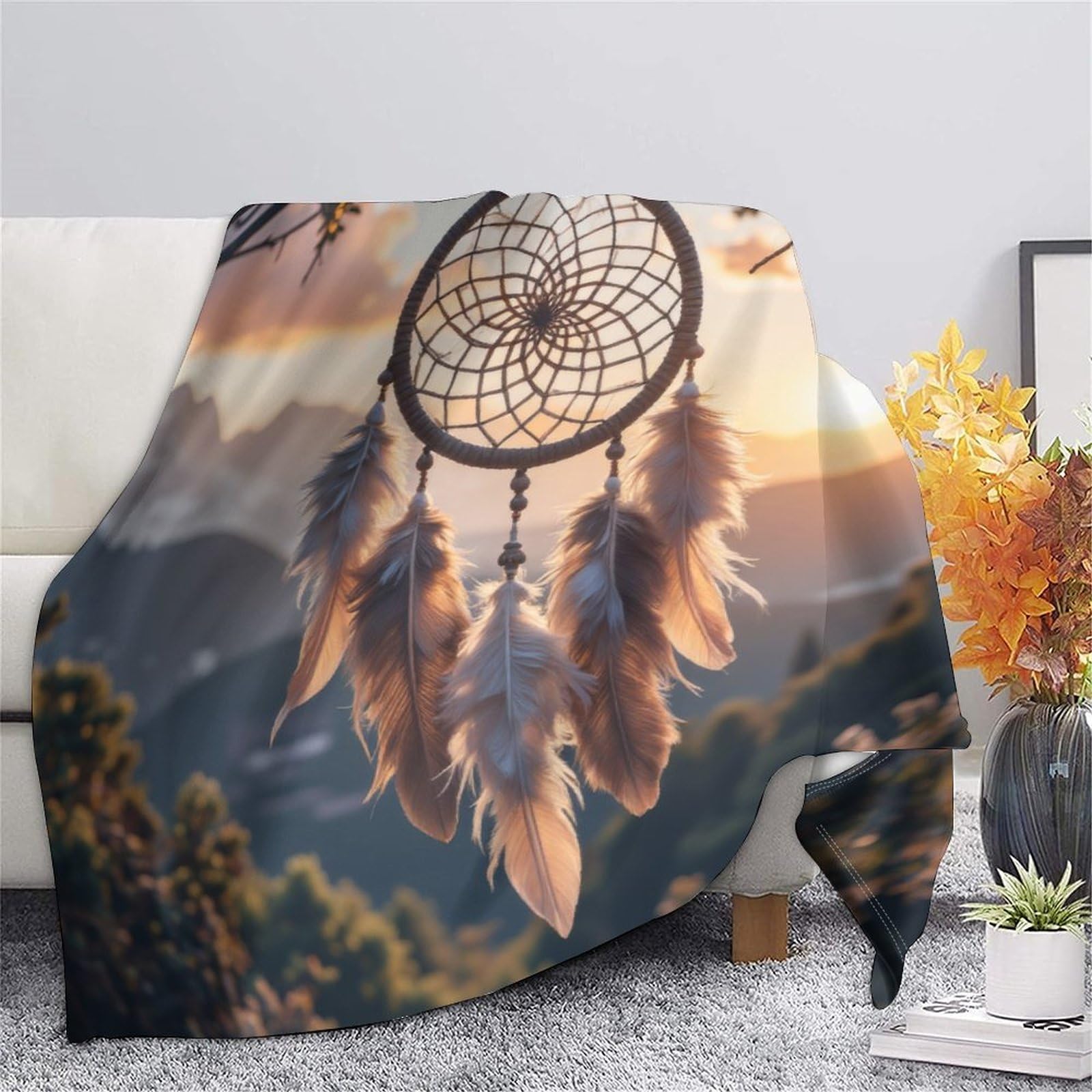 Boho Traumfänger 3D Druck Decke Microfaser Wohndekor Traumfänger Sofadecke Kuschelig Warm Schlafzimmer 80×90(200x230cm)