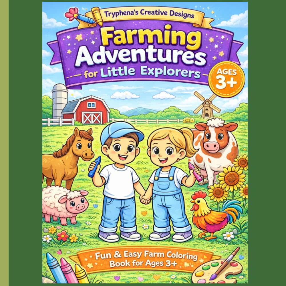 Farming Adventures for Little Explorers: Fun & Easy Farm Coloring Book for Ages 3+