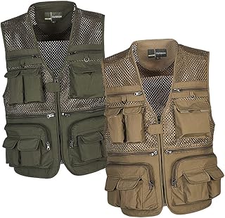 Toddmomy Outdoor Vest Fishing Vests Outdoor Vest for Men Multi Pockets Vest Men Breathable Vest Men Fish Vest Man Cotton Clothes Multiple Pockets Khaki Singlets for Men Fly Fishing Vest