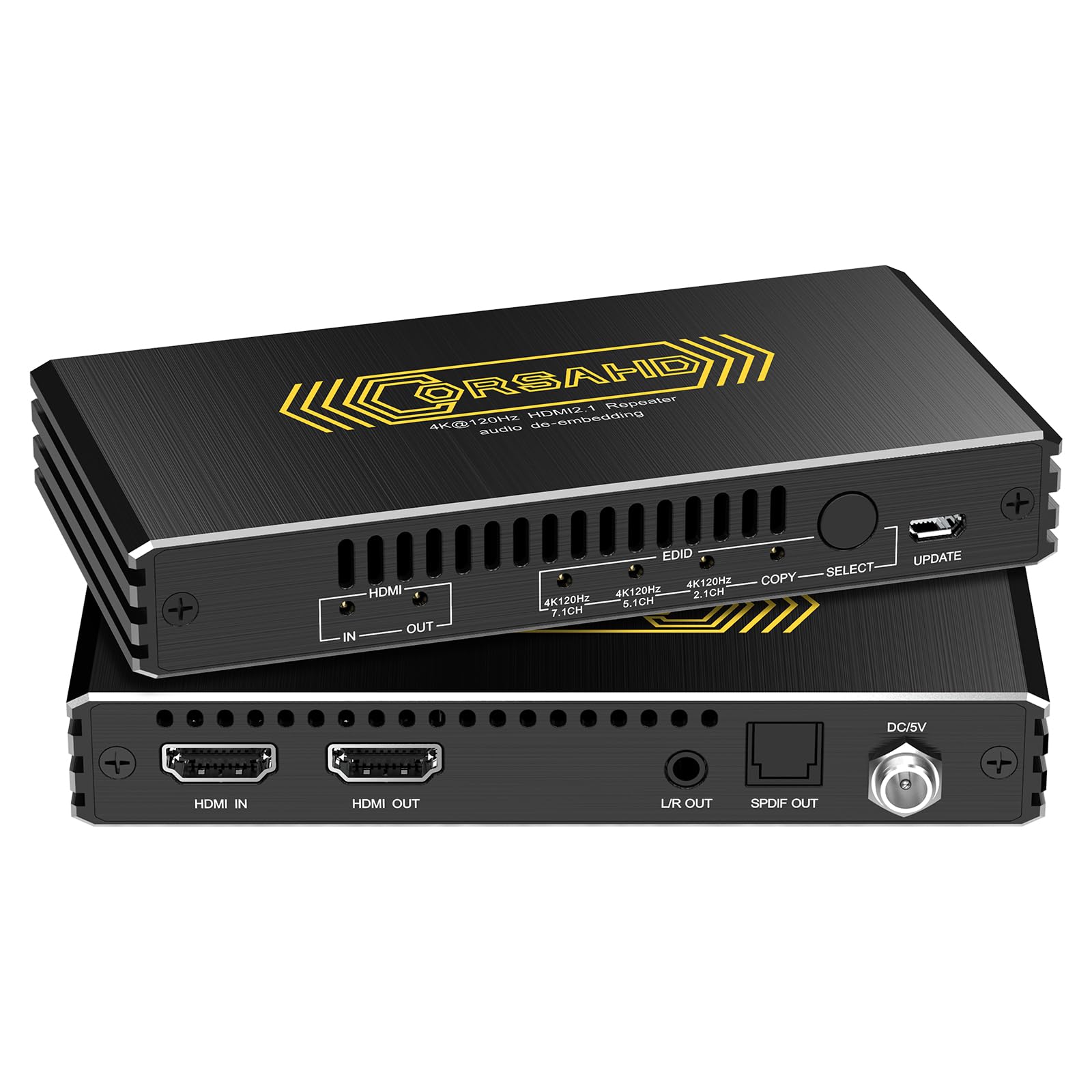 CORSAHD4K@120Hz HDMI 2.1 Audio Extractor Audio Converter,HDMI to HDMI,SPDIF Optical 7.1/5.1CH,Stereo 3.5mm,Supports VRR,CEC,Dolby Digital Audio De-embed,HDCP 2.2/2.3 Bypass,for PS5,Xbox, CO-HAE118