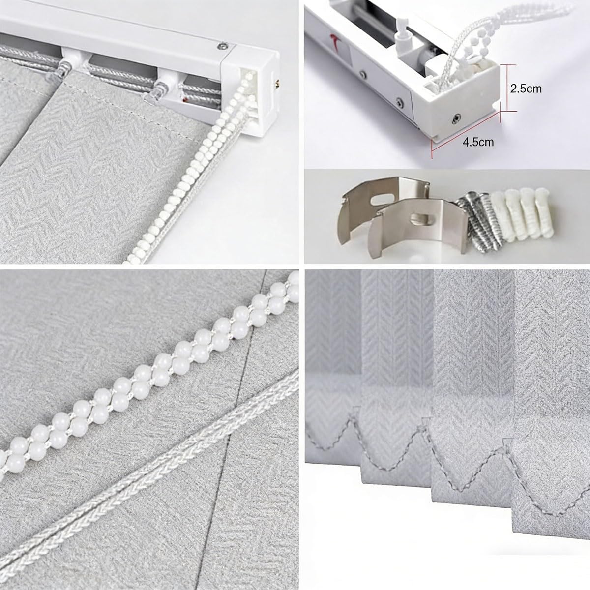 Lamellenvorhang Vertikaljalousien für Den Innen– 60–320cm Breite X 100–300cm Höhe, Lichtdurchlässig Jalousien, Verdunkelungsvorhänge Nach Maß, für Zuhause Büro, Grau(W130x160cm)