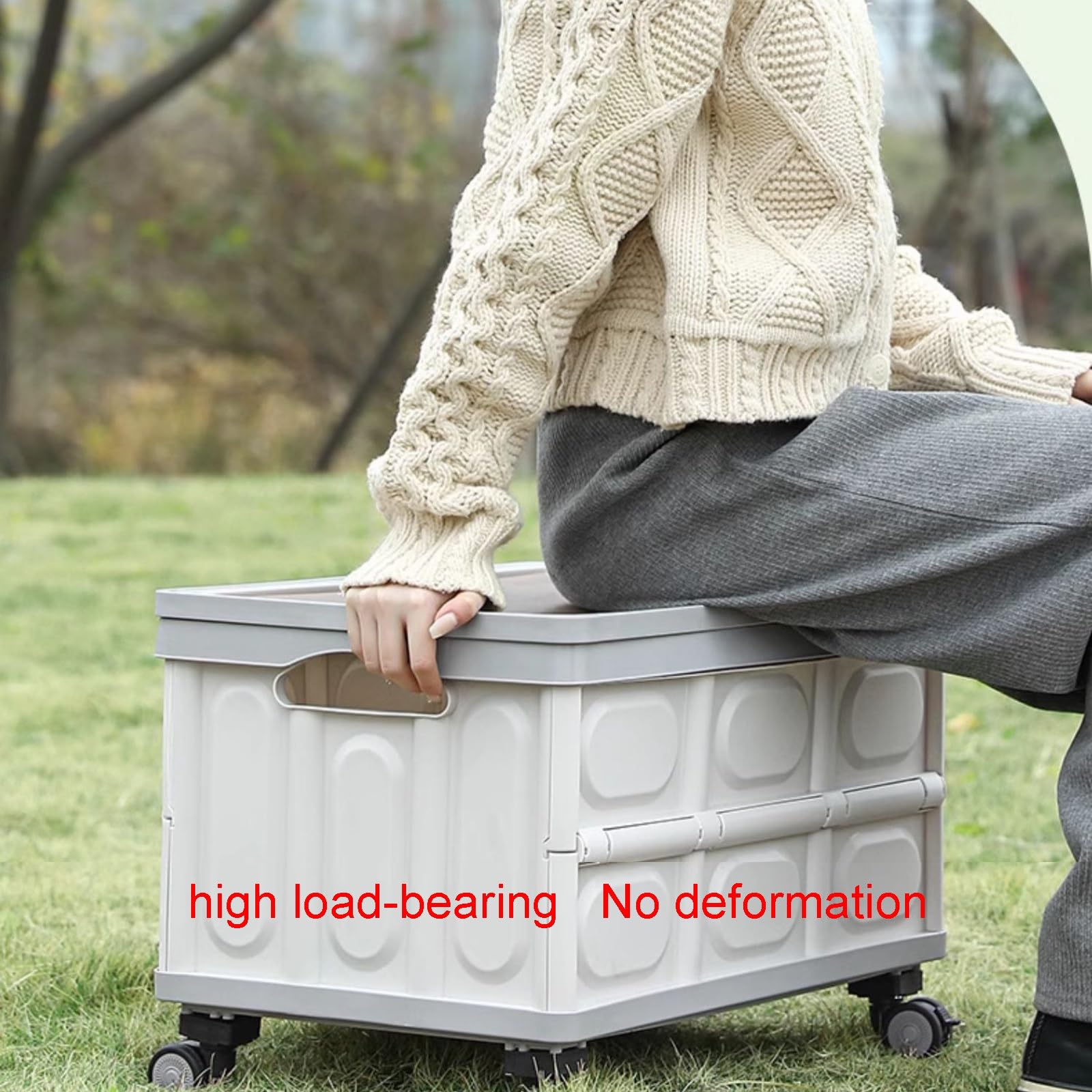 Outdoor-Camping-Aufbewahrungsbox mit hohlen Griffen, tragbarer Hand- oder Ziehwagen, abnehmbarer Holzdeckel, 18 l Fassungsvermögen, für Campingausrüstung und Zubehör