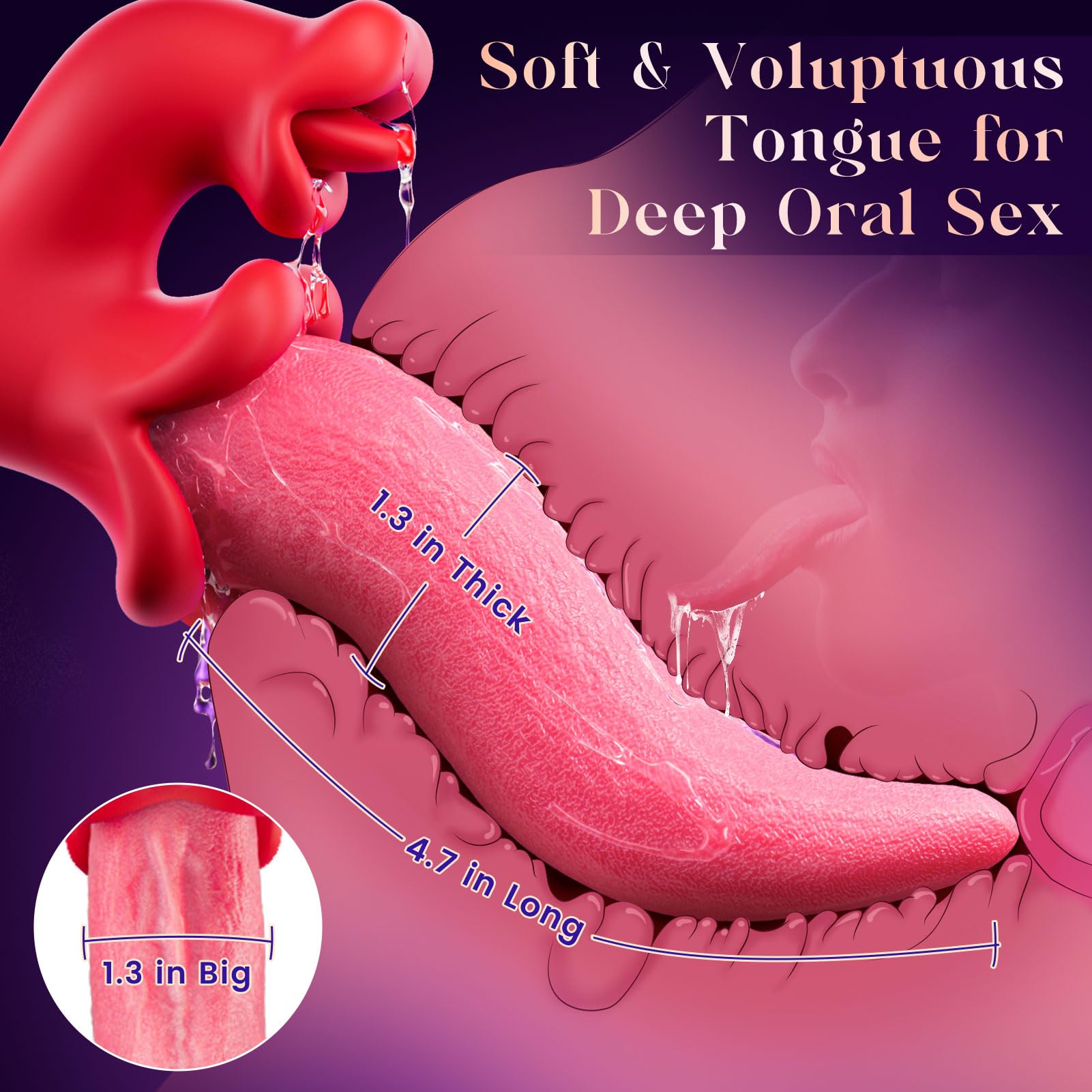 Toendi Vibrator Tongue Toy for Women - Sex Toys Thursting Vibrators Dildo with 9 Licking Swing Sucking & 9 Vibrating Mode, Rose Toy G Spot Rabbit Clit Adult Toys Dildos for Female Couples Games