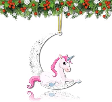 Christmas Ornament 2021 Tree Decorations, Funny Santa Claus Ornaments, Christmas Tree Decorations, Christmas Window Living Room Ornaments, for Family and Kids UnicornAcrylic
