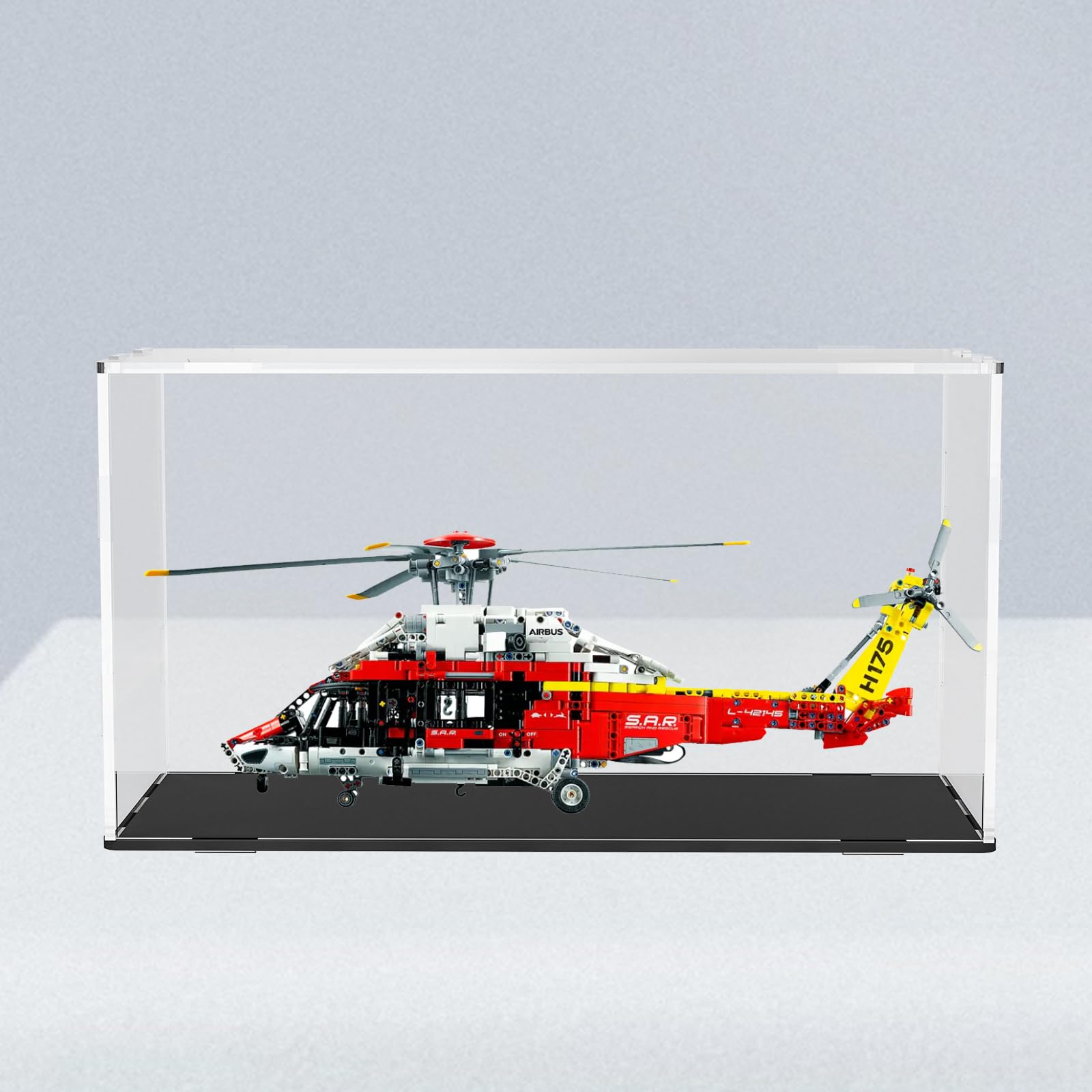Clear Acrylic Display Case,Self-assembly Display box with black acrylic base,Countertop Box Cube Organizer Stand Riser Dustproof Protection Showcase for action Figures toys Collectibles(10x4x5.7 inch) 1