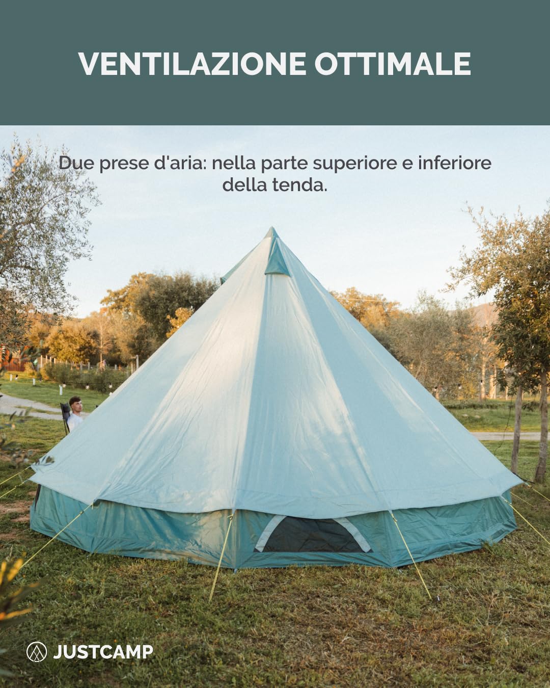 Justcamp Bell Tipi tenda per famiglia, campeggio, misure: 6, 8, 10, 12 persone