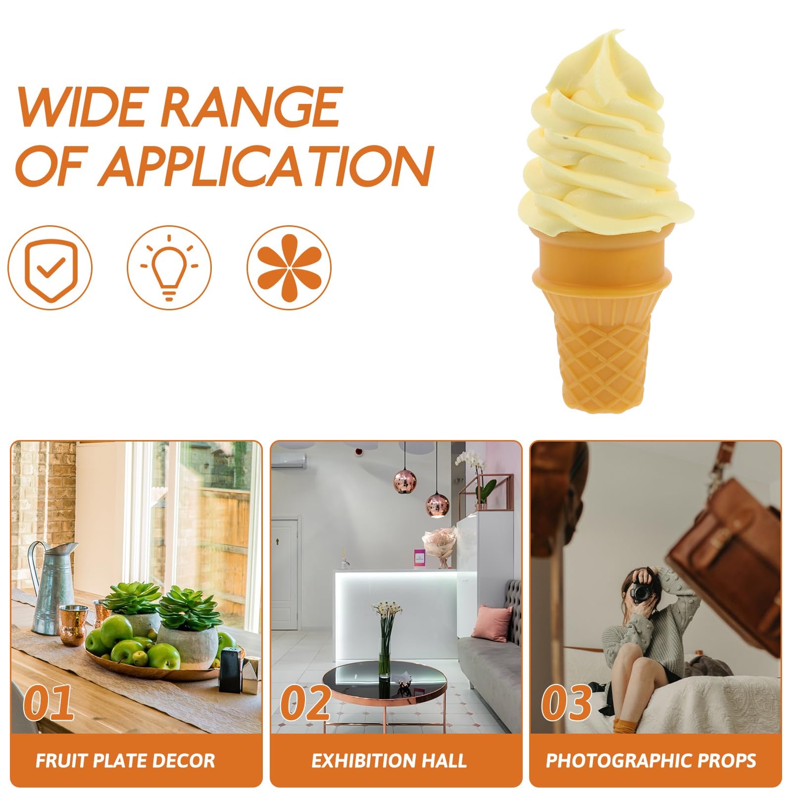 Realistic Artificial Ice Cream Props 4pcs Simulation Ice Cream Cone Models Fake Food Imitation Desserts Shop Display For Photo Shoots Kitchen Cabinet Showcase - View #6