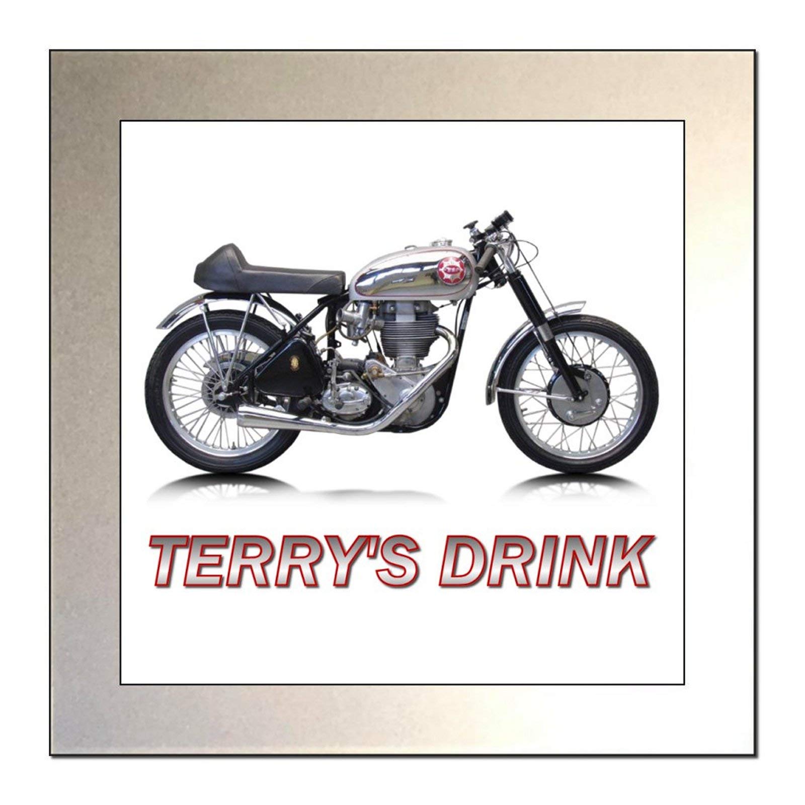 Key Expressions Black,Silver Personalised Classic Motorcycle Glass Drinks Coaster For Bsa Goldstar Enthusiasts