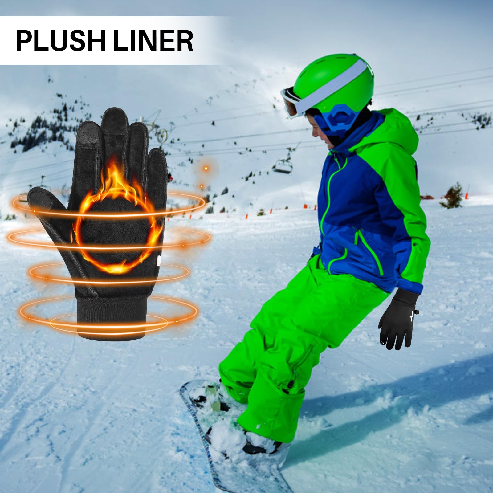 Guanti Termici Per Bambini Jianyana - Touch Screen 3 Dita, Antiscivolo, Per Ciclismo E Sport Invernali