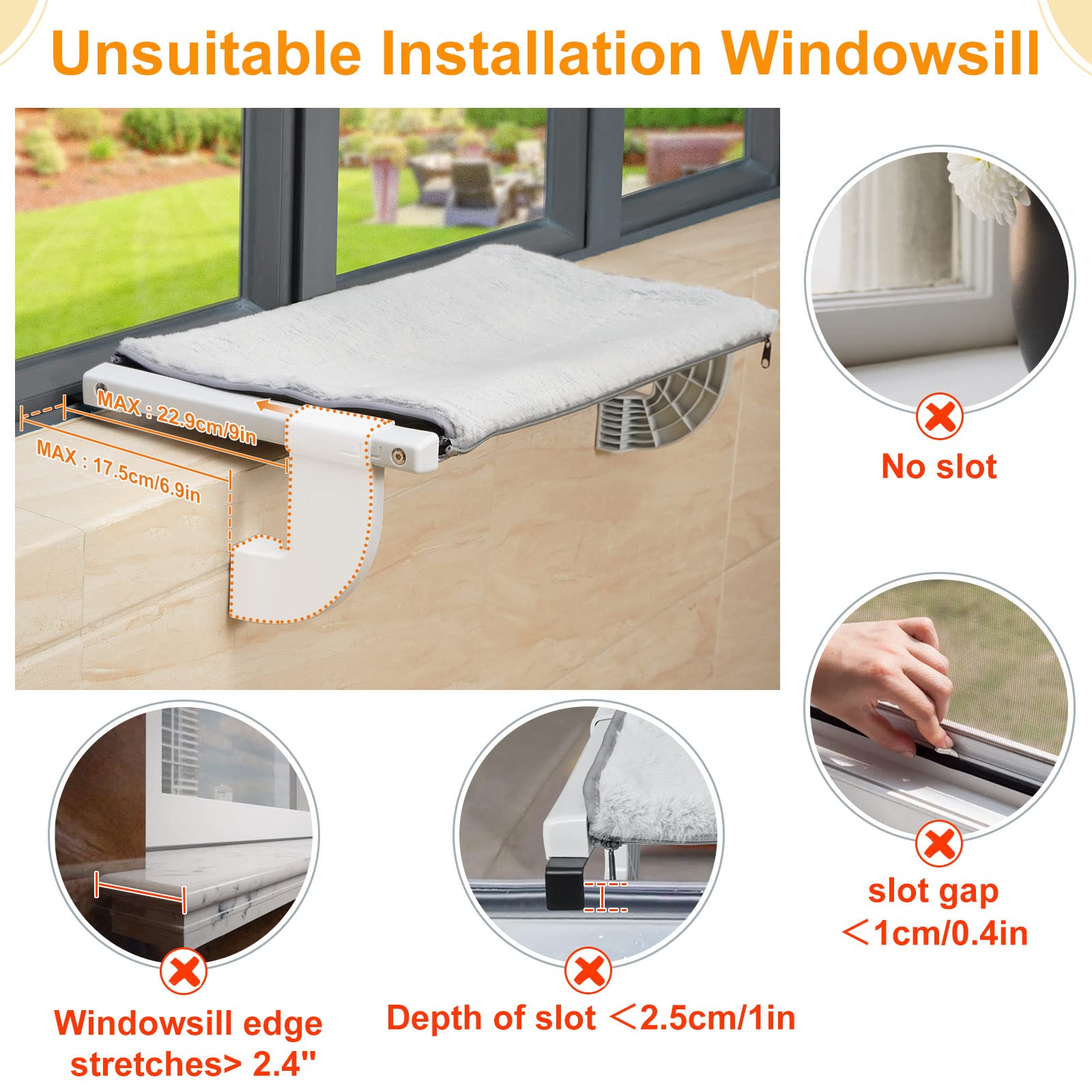 GUUSII HOME Amaca per Gatti da Finestra Cuccia Letto Gatto Lettino Regolabile Cucce Trespolo Interno Robusta 67.5 * 34.5cm Sostenere Fino a 18kg Facile da Montare e Spostare per Comodino (L)