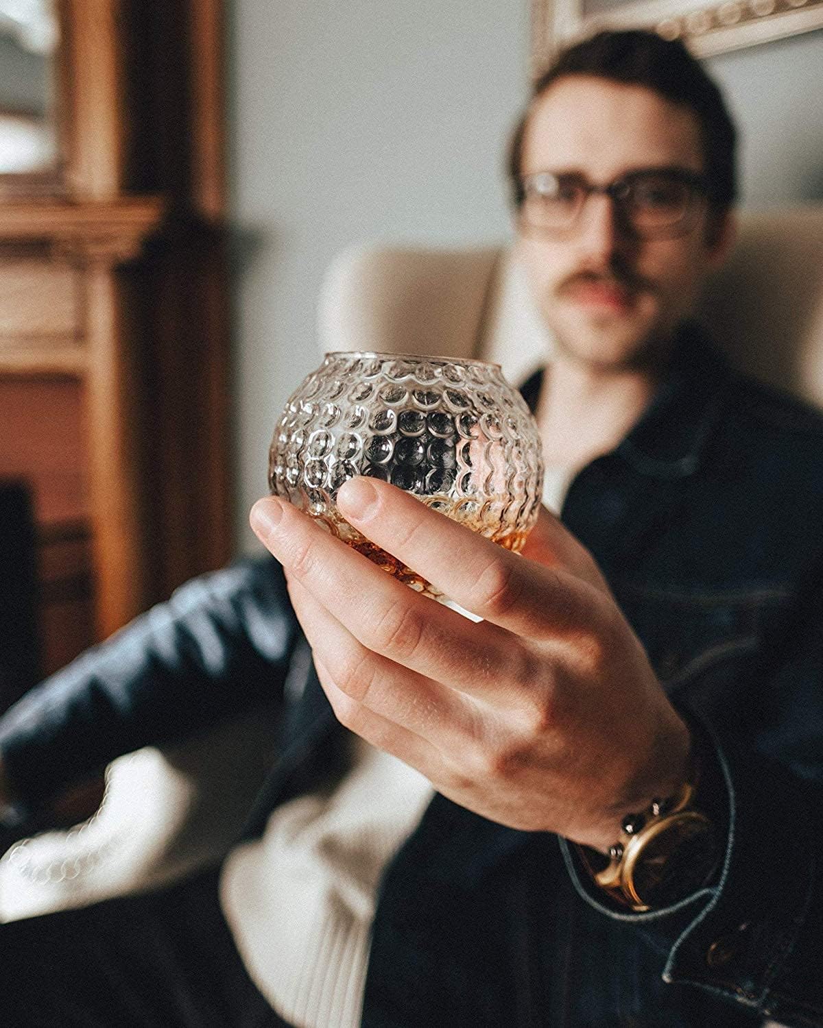 Golf Whiskey Glasses - Set of 2 - Unique, Handmade, Durable, and Fun Golf Drinking Accessories 10 Ounces Each and Handmade with Robust Packaging (2 Glasses, Not Personalized)