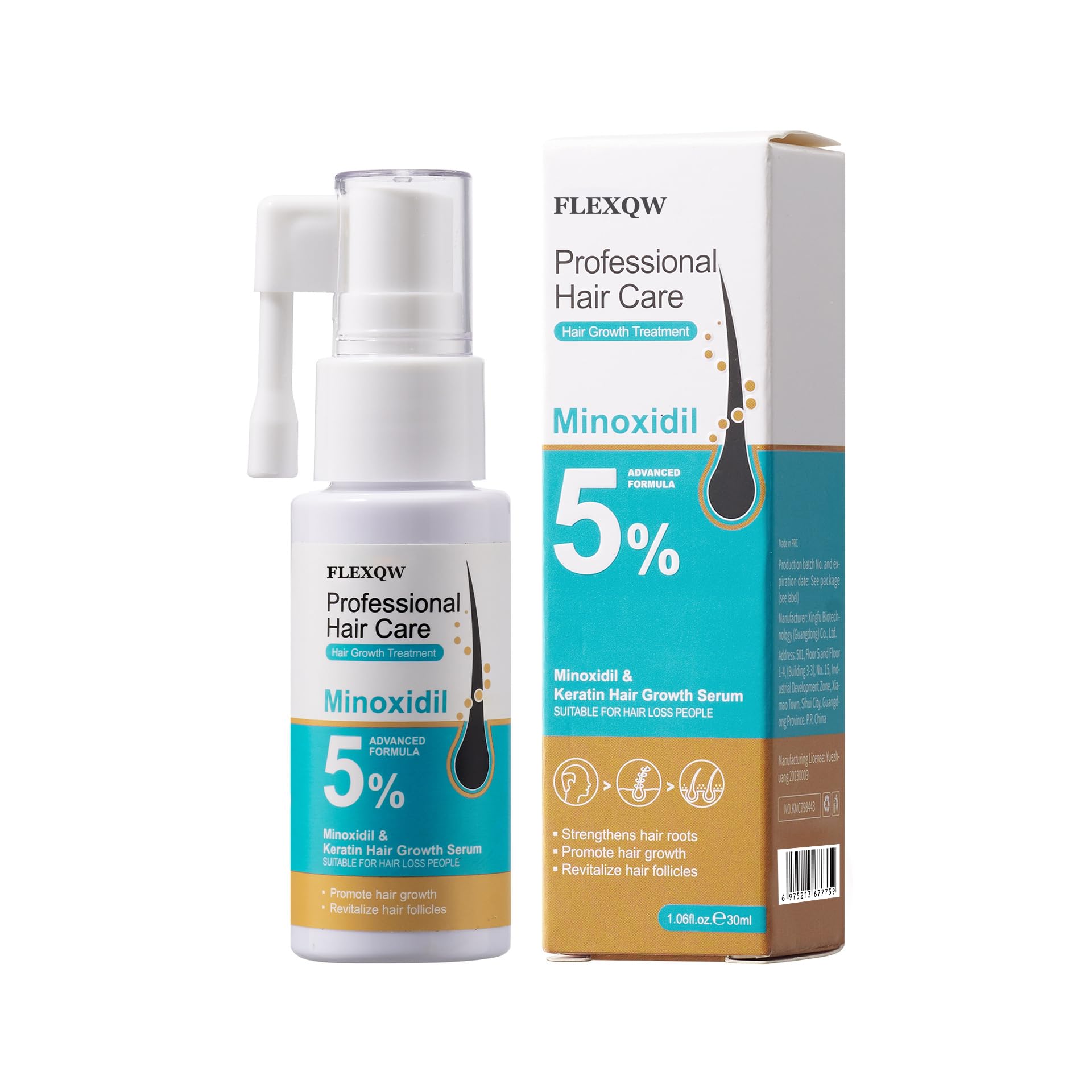 Professional Hair Care Minoxidil 5 Hair Growth Serum with Keratin Hair Loss Treatment for Men 1 06 fl