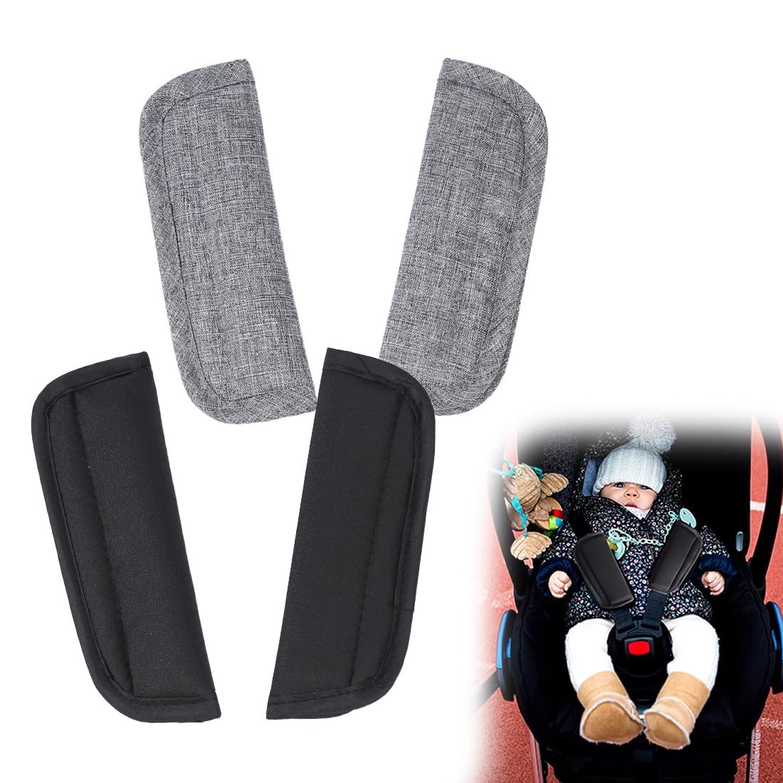 2 Pezzi Cintura Di Sicurezza Per Bambini Per cintura sicurezza auto Passeggino Auto Bambini Neonato Universale, Adatti Per Passeggino E Auto, Supporto Universale Per La Testa E Il Collo Del
