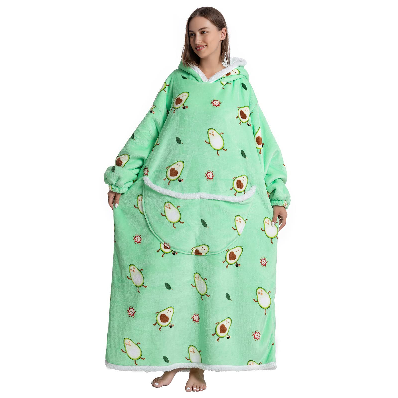 JOREAY Oversized Blanket Hoodie - Sherpa Fleece Wearable Blanket for Unisex Adult Women Men, Fluffy Giant Comfortable Hooded Sweatshirt