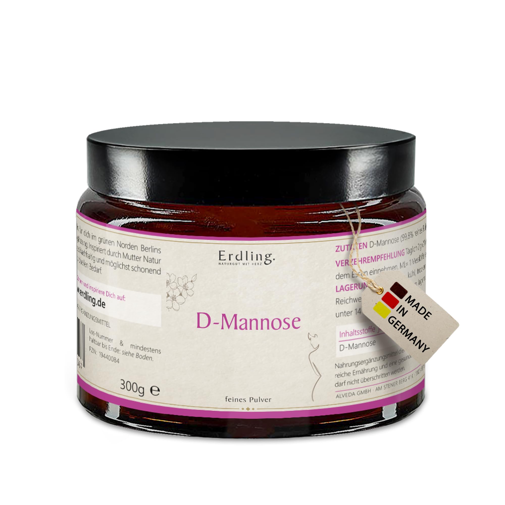Waldkraft D-Mannose Pulver | 99% ig reine D-Mannose aus Früchten | Ohne Zusatzstoffe & vegan | In praktischer Pulverform | Ohne Zusätze | 300 g im Braunglas