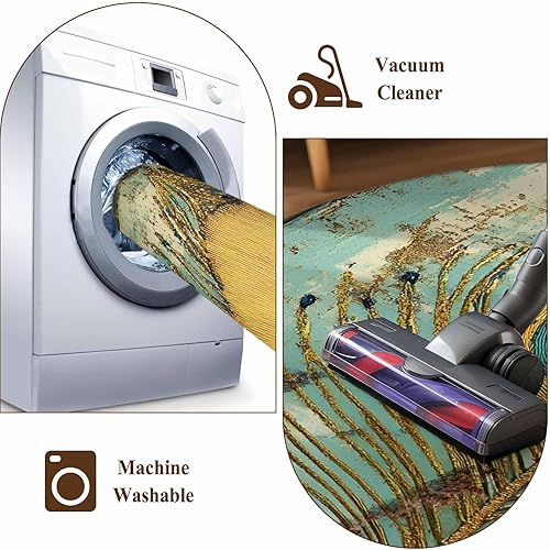 Miniatura 8 de 5x7 Area Rugs, Teal Peacock Feathers Non-Skid Rubber Backing Large Rectangle Rugs - Living Room Bedroom Home Office, Retro Abstract Art Watercolor