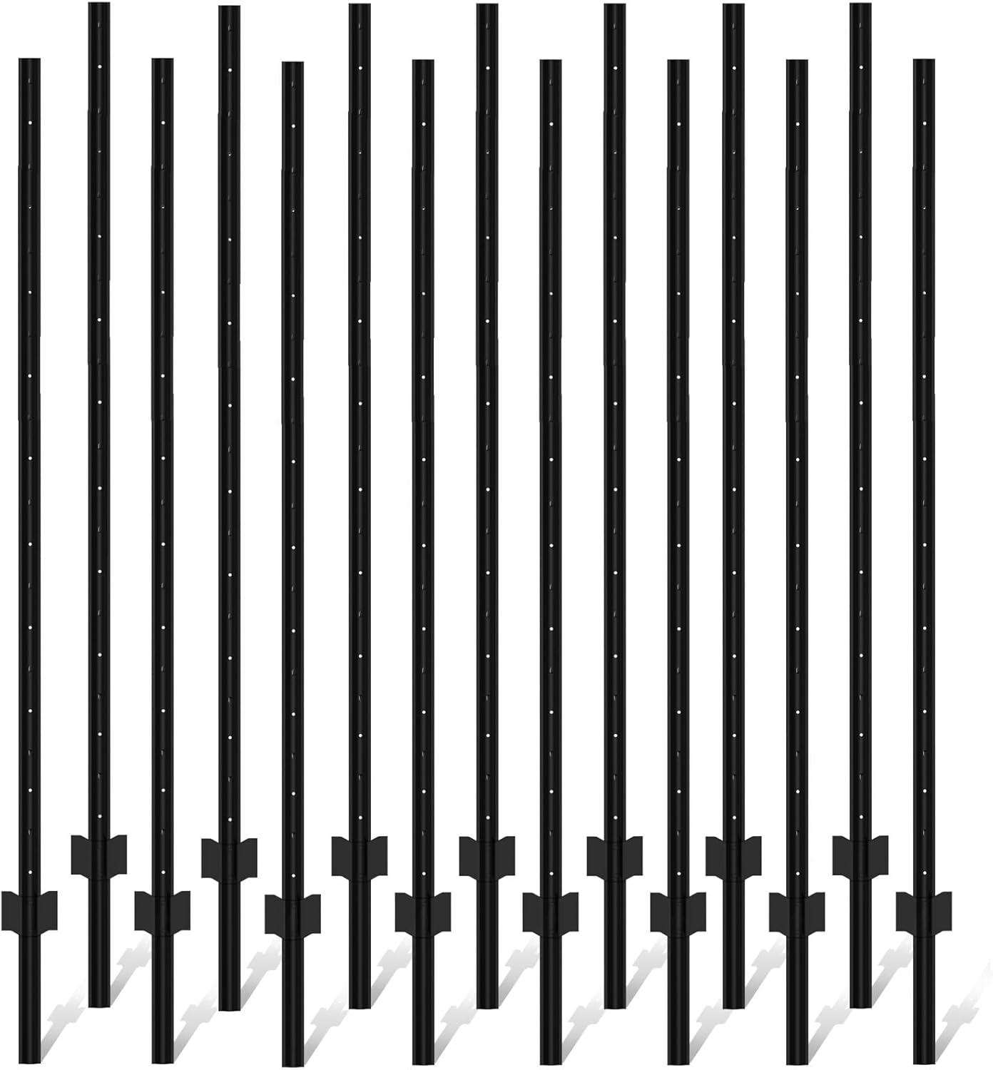 Metal Fence Posts 6ft, Heavy Duty Garden Post Pack 15, Outdoor Black 6FT- 15 PACK