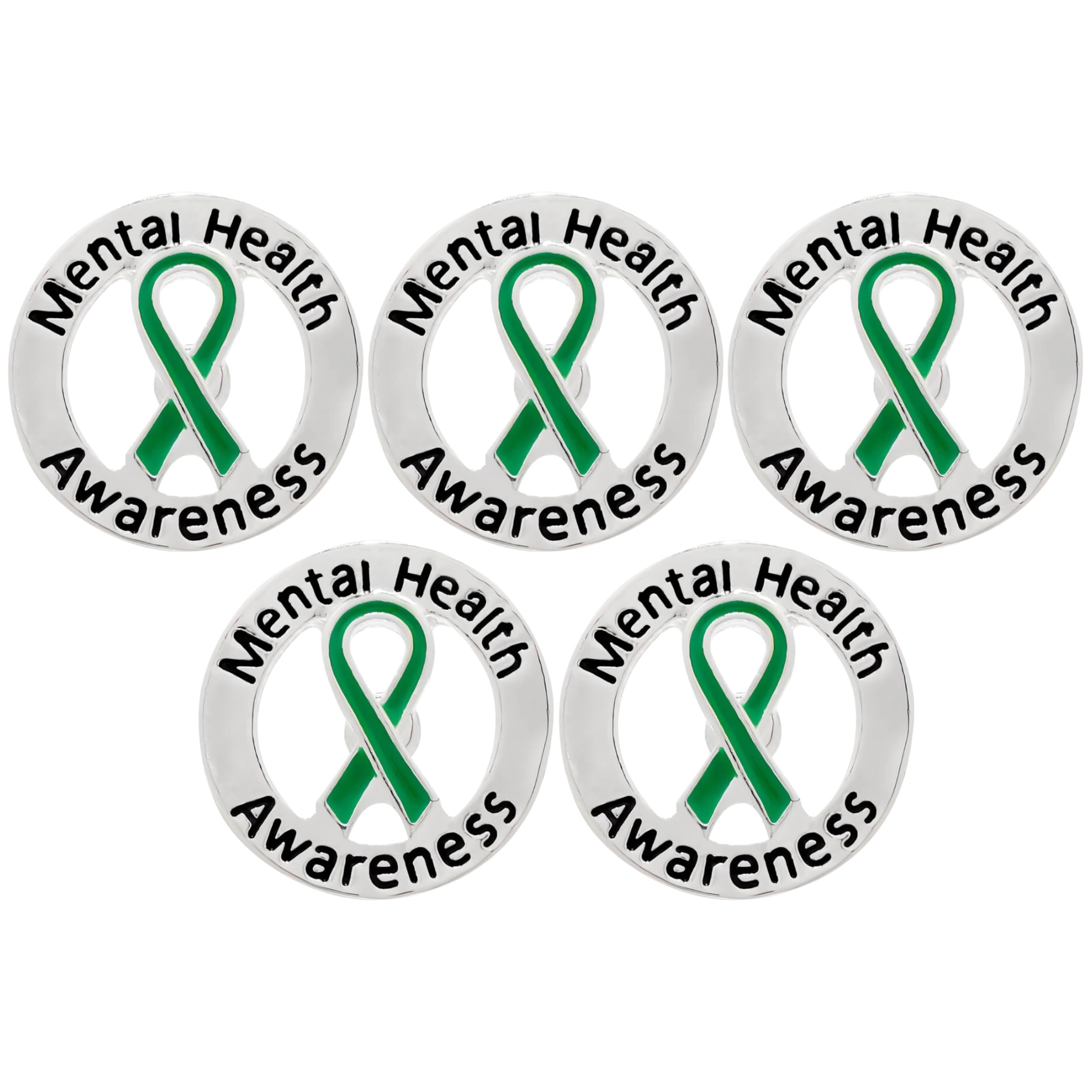 Green Ribbon Awareness Pins - Wholesale Pack Pins for Cerebral Palsy, Glaucoma, Mental Health, Bipolar Disorder, Organ Donation, Liver Cancer- Perfect for Gift-Giving and Fundraising