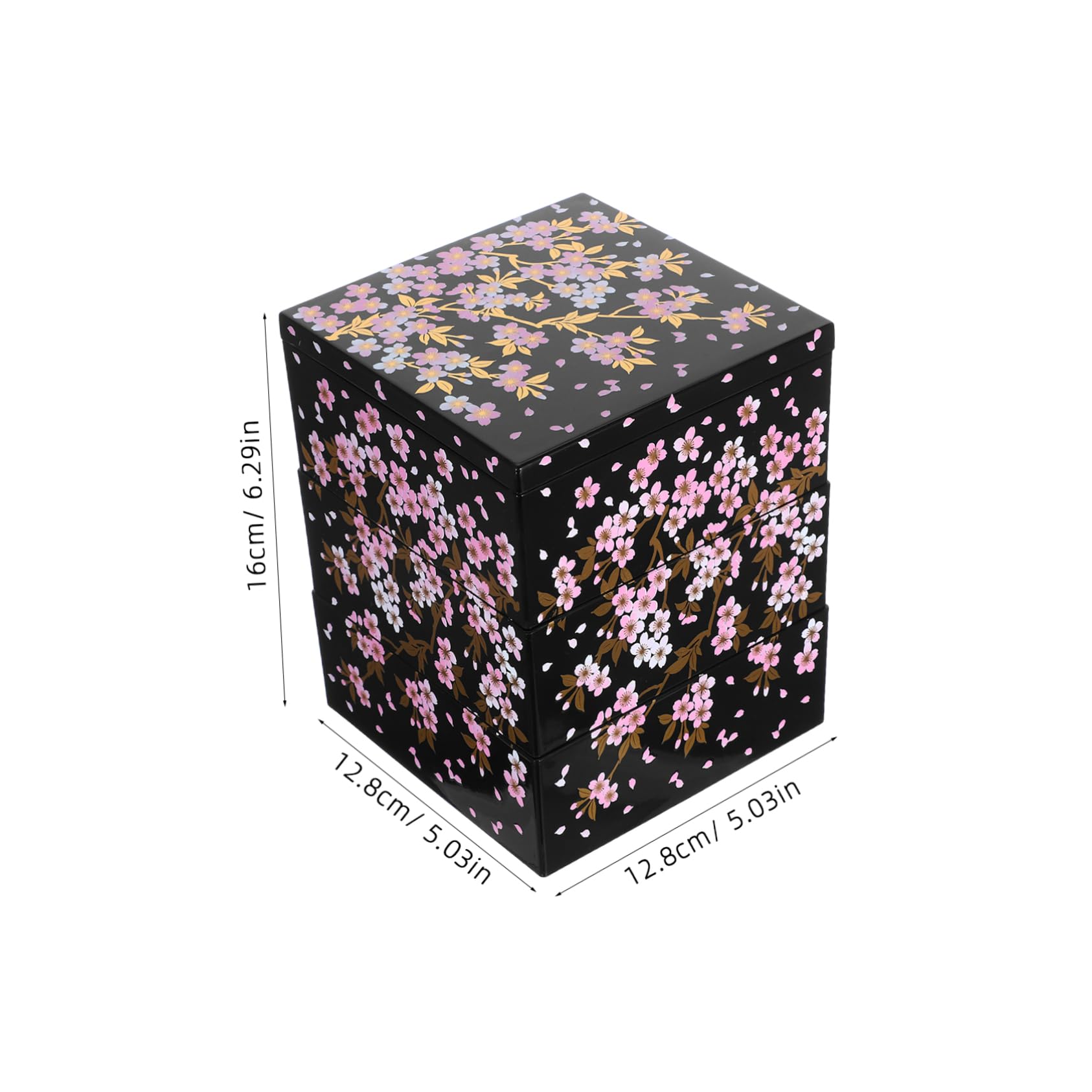 Hemobllo Boîte à Bento Japonaise à 3 Niveaux, Plateau de Service à Sushis en Abs, Motif Fleur de Cerisier, pour Pique-niques et Réunions
