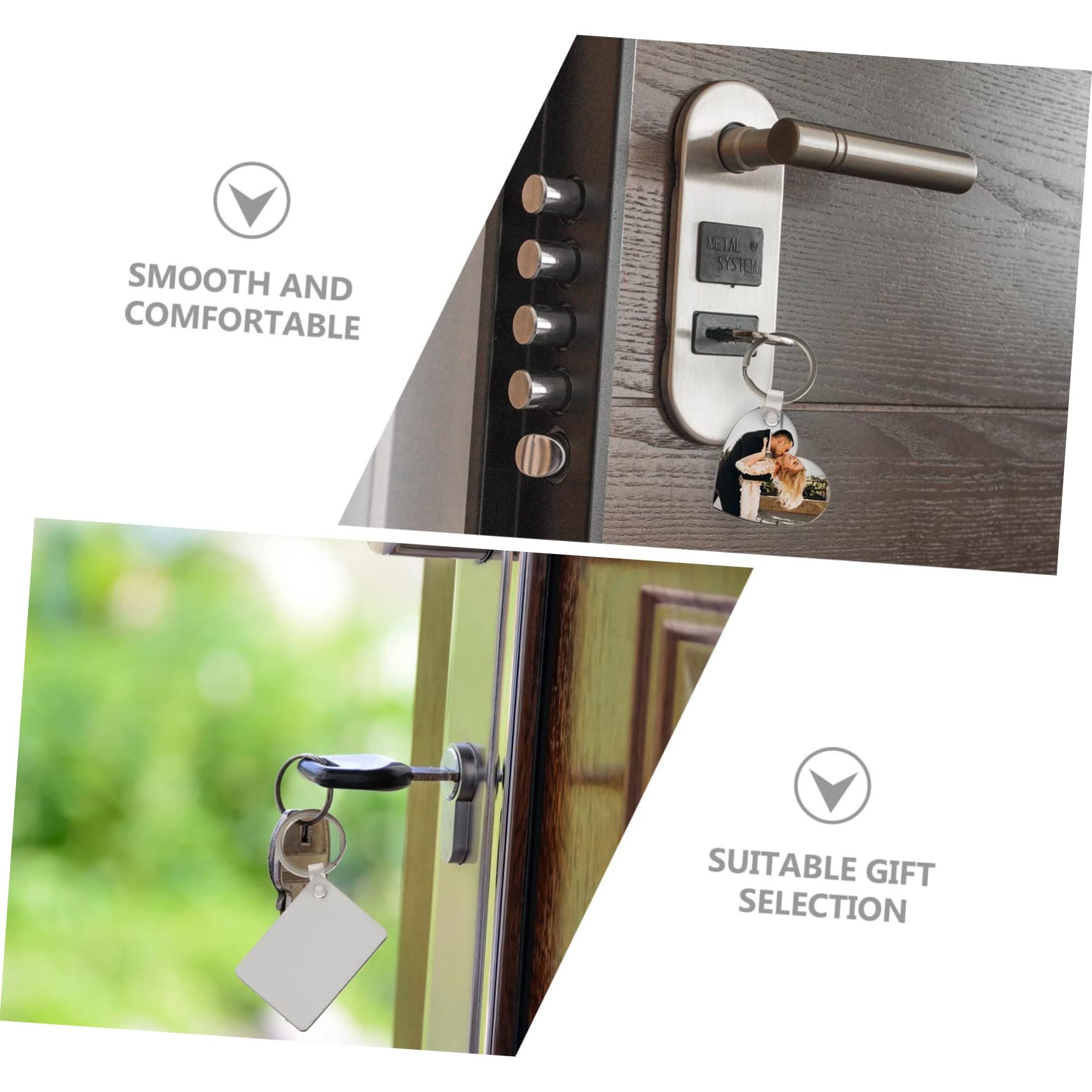 PLAFOPE Llavero en Blanco para Sublimación DIY de Mdf Anillo de Plata, Paquete de 36 Piezas Personalizables para Crear Llaveros Únicos en Festivales y Cumpleaños