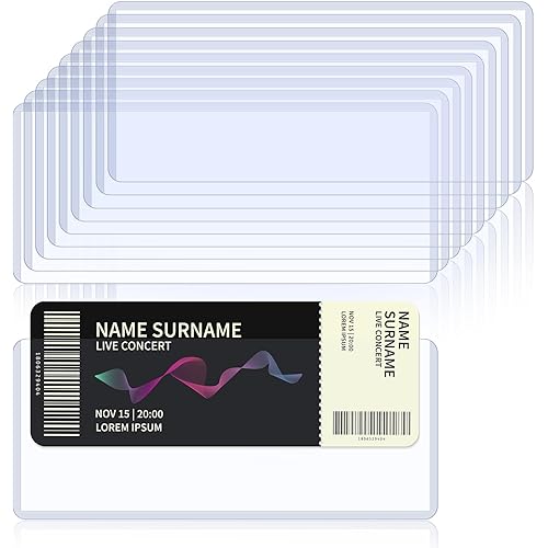 10Pcs Ticket Stub Toploader 8.9x3.9 Inches Ticket Stub Display Holder Currency Sleeves for Bills Currency Topload Holder Clear Money Protector PVC for Collectors Stamps Concert Tickets