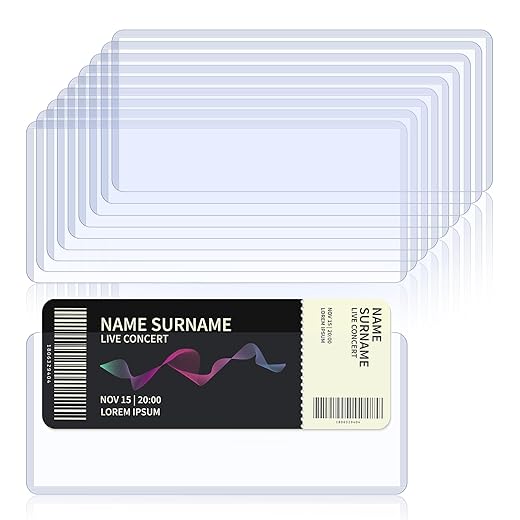 10Pcs Ticket Stub Toploader 8.9x3.9 Inches Ticket Stub Display Holder Currency Sleeves for Bills Currency Topload Holder Clear Money Protector PVC for Collectors Stamps Concert Tickets