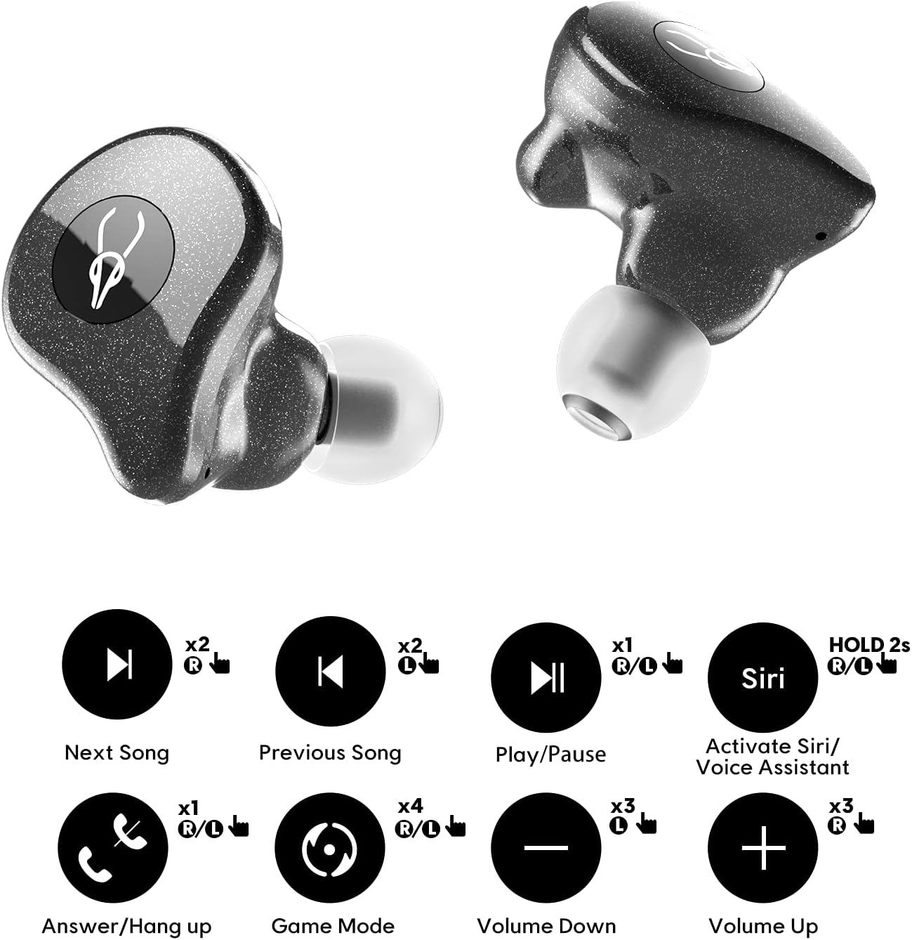 True Wireless Earbuds, Sabbat E16 Bluetooth 5.2 Headphones with Immersive HiFi Stereo Sound, APTX Deep Bass CVC8.1 Noise Cancelling Built-in Mic TWS Ear buds Headset with Game Mode Wireless Charging