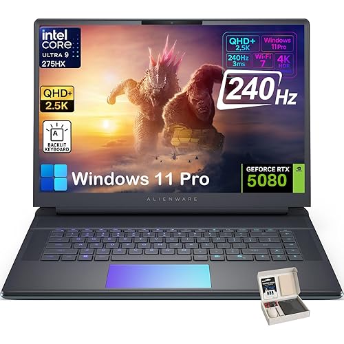Alienware 16 Area 51 Gaming Laptop, NVIDIA RTX 5080 16GB GDDR7, Intel Ultra 9 275HX, 16" QHD+ 240Hz 500 nit Display, Win11 Pro, AlienFX RGB KB, External DVD Drive(64GB DDR5 | 2TB SSD)
