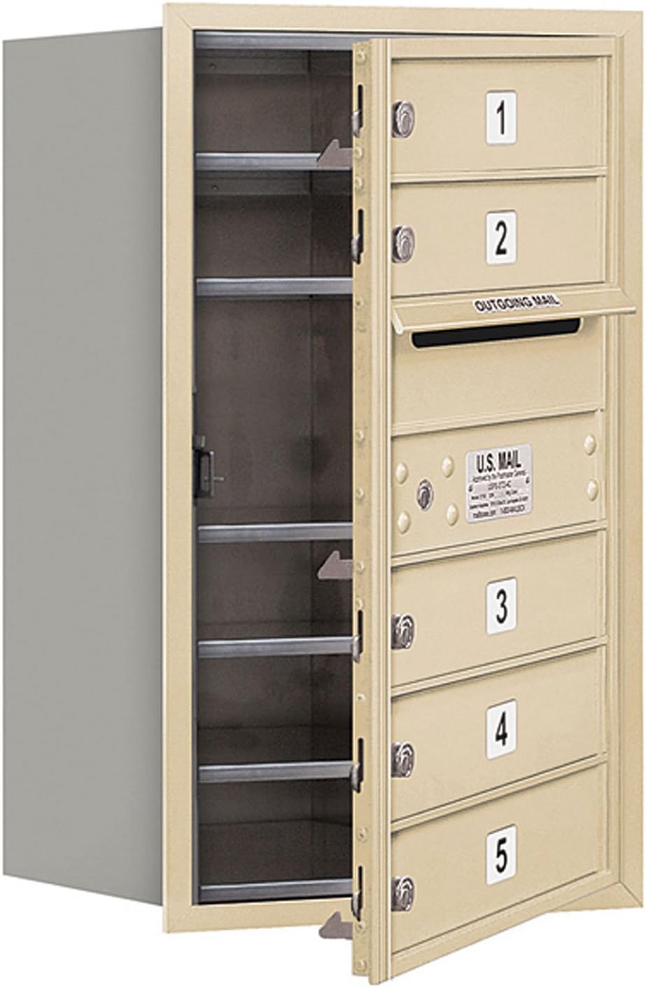 Salsbury Industries 3707S-05SFP 4C Horizontal Mailbox, Sandstone