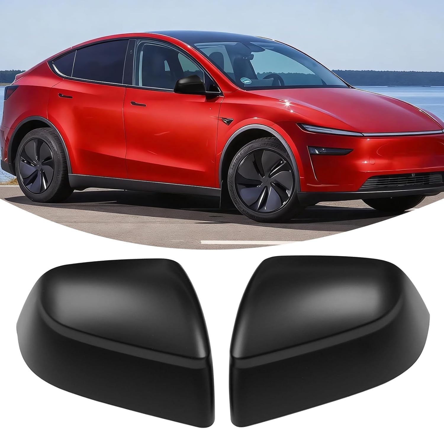 Compatible with Tesla Model Y Juniper Mirror Guard Covers 2025 2026, 2PCS Left Driver Right Passenger Side Rearview Mirror Protector Cap for Tesla Model Y Juniper Accessories (Matt Black)