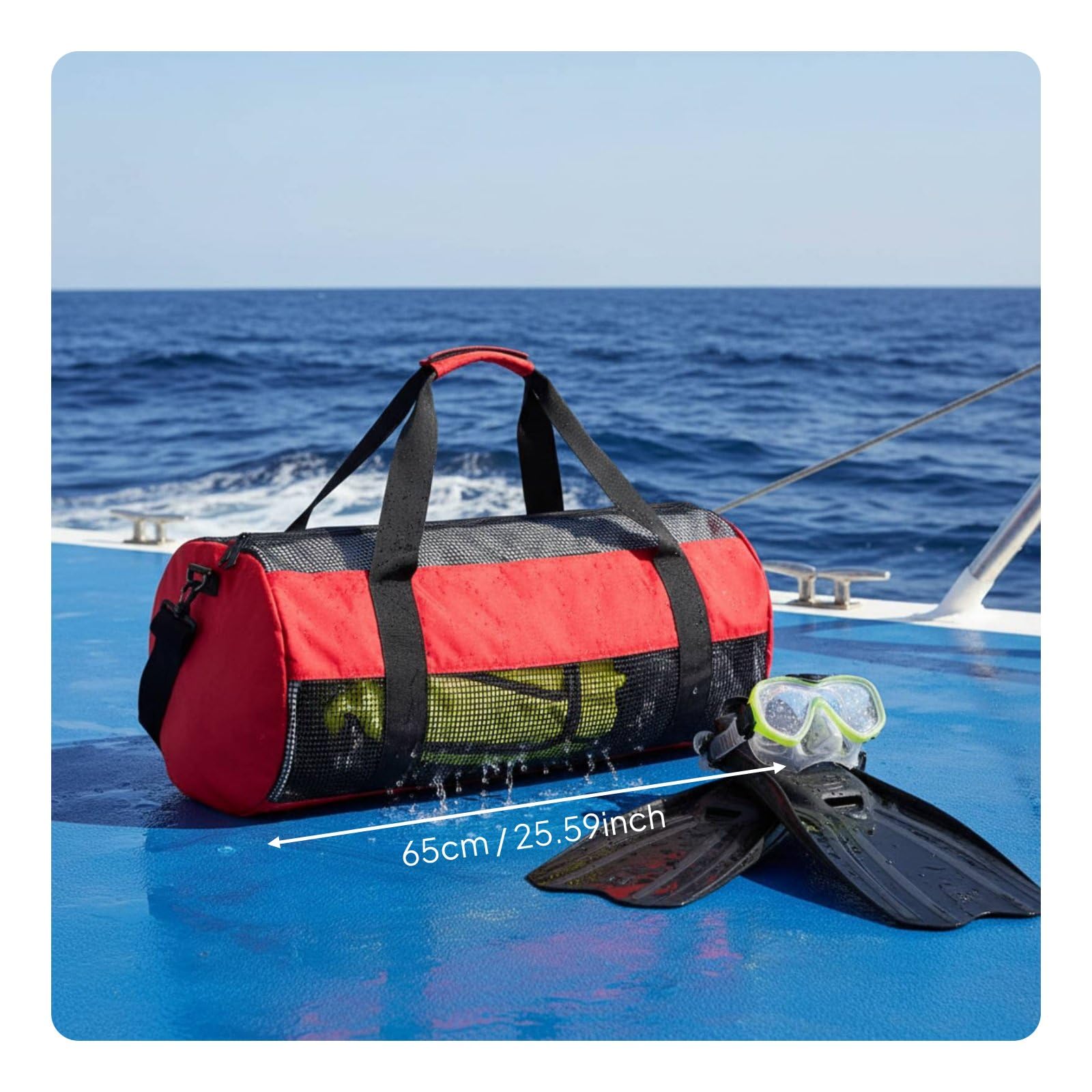 Bolsa de Lona de Malla Secado Rápido Bolso Cilíndrico de Malla Gran Capacidad Accesorio Acuático para Piscina