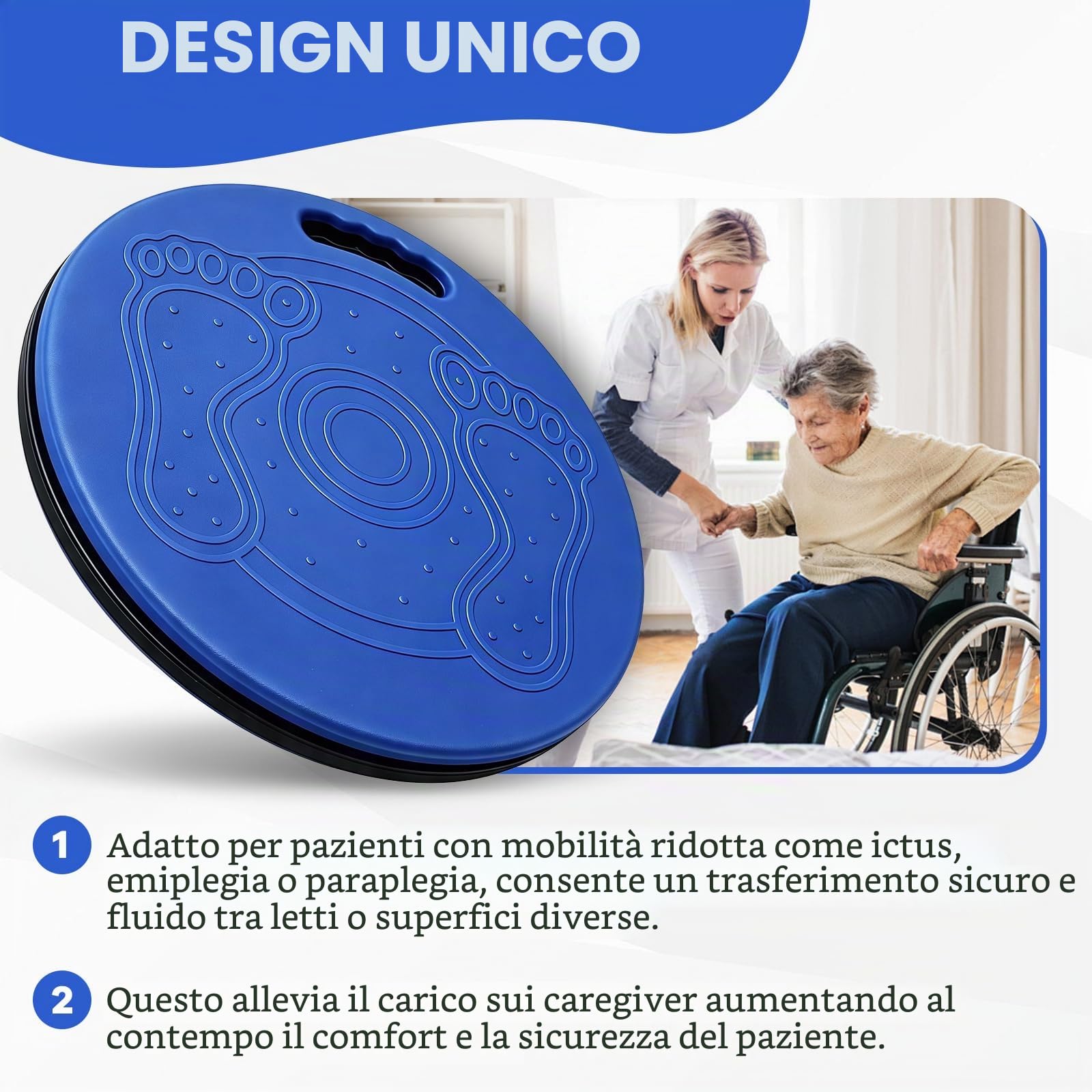Tavola di Trasferimento Rotante, Disco Girevole Antiscivolo Trasferimento Del Paziente Dalla Sedia A Rotelle Al Letto, Bagno, Toilette E Auto, Piastra Di Trasferimento Girevole A 360°
