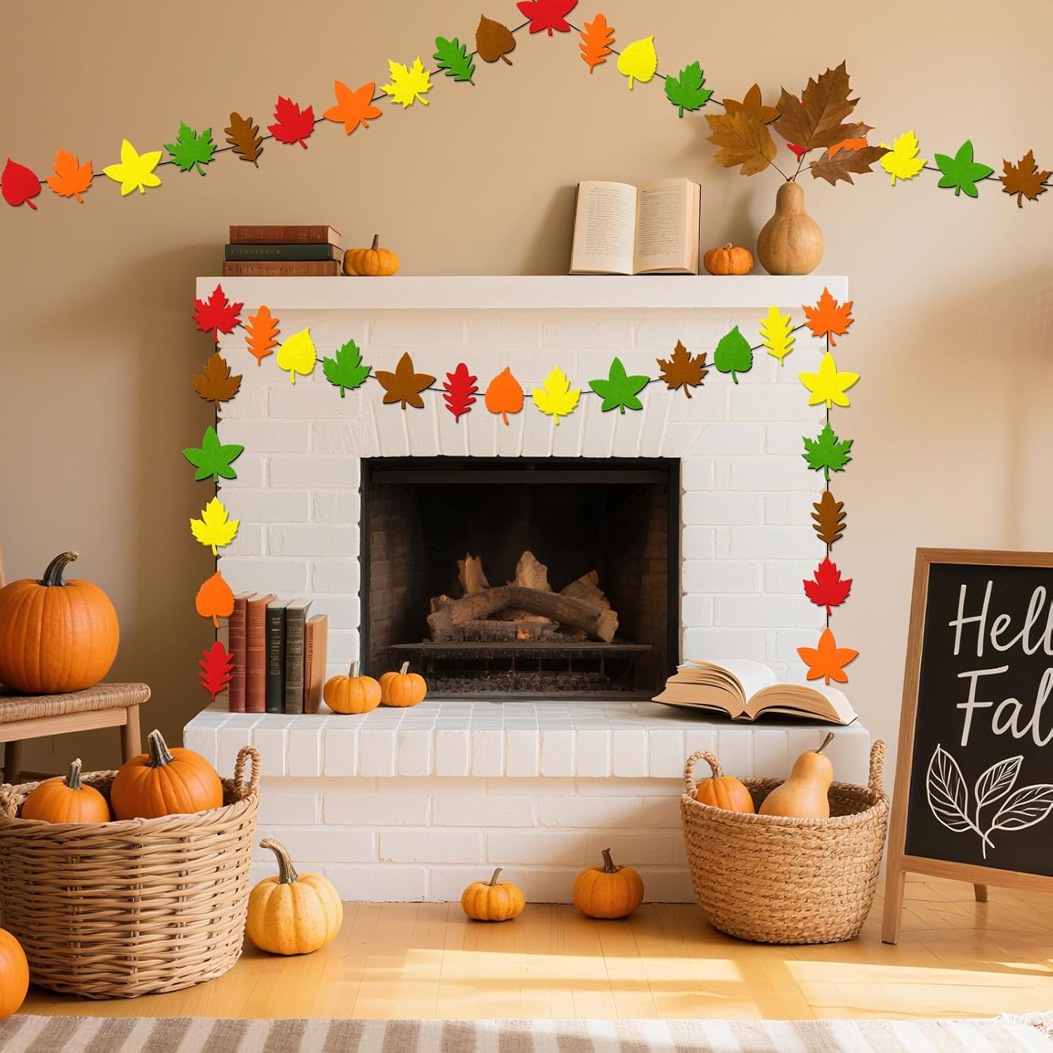 JULBEAR Felt Fall Leaves,200Pcs Autumn Craft Felt Fall Maple Leaves Stickers for Thanksgiving Crafts Autumn Leaf Ornaments Home Classroom Project