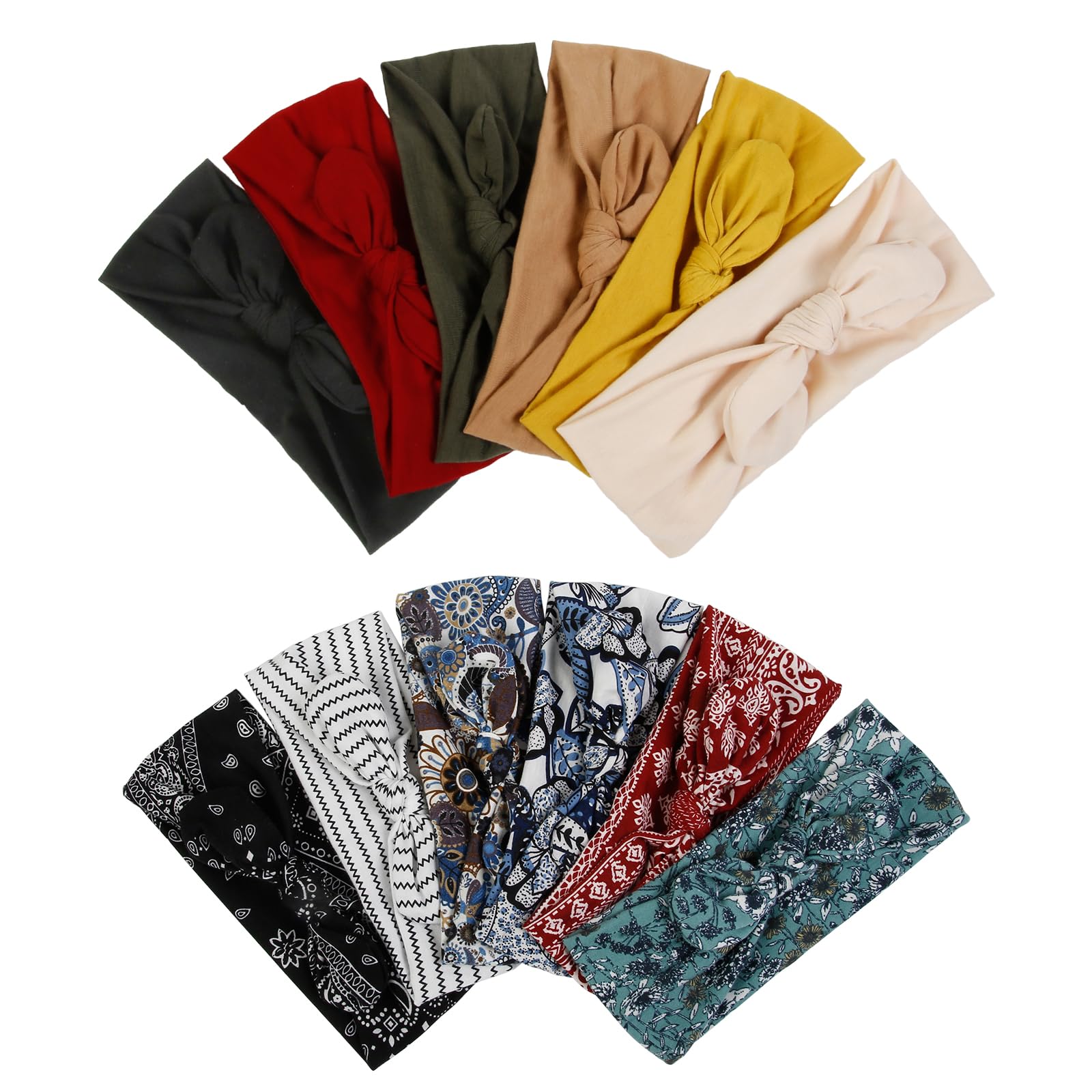 12 Pack Bow Headbands Elastic Knot Headwrap Cute Hair Accessories LinYooLi 12 Pack Bow Headbands for Women Headwraps Hair Band  main image 2