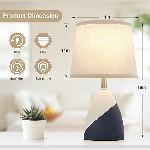 Miniatura 3 de Luvkczc Juego de 2 lámparas de mesa de cerámica, modernas lámparas de mesa de cerámica para dormitorio, lámparas de mesita de noche con temperatura