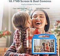 Vista 2 de Tablet infantil de 10.1 pulgadas, tableta Android para niños, Android 15, pantalla de 1280 x 800, CPU Octa-Core, 8 GB+64 GB, 1 TB expandible a Azul