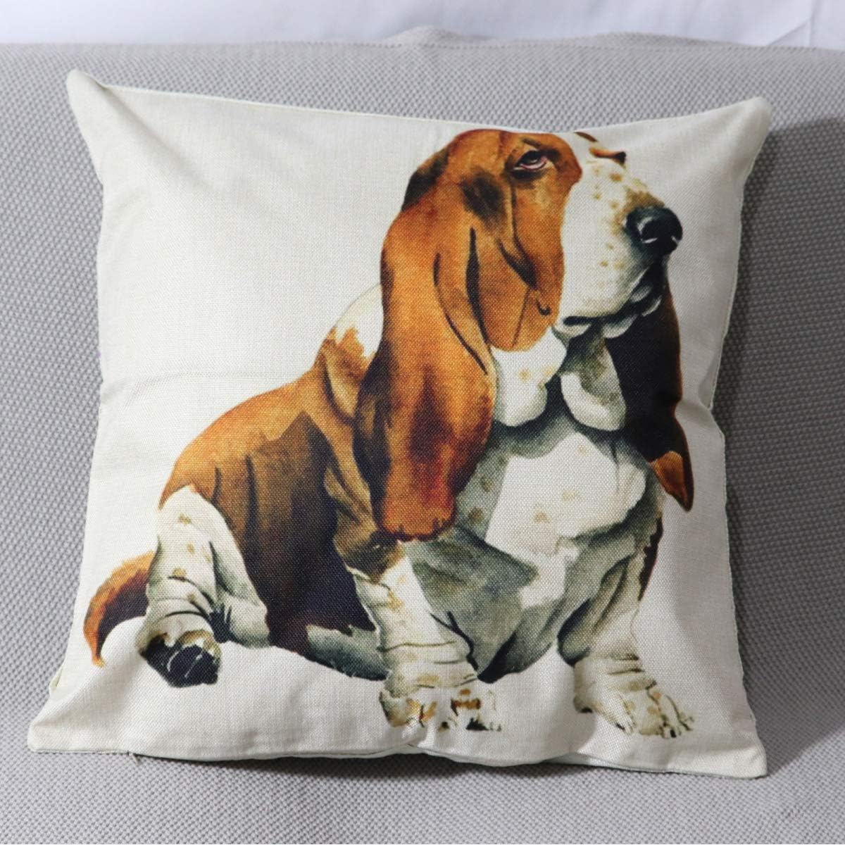Set of 4 Throw Pillow Covers Cartoon Animal Decorative Home Decor Square Pillow Cover Outdoor Chair Pillows Cases for Sofa Living Room and Bed 18x18 Inches (Dog)